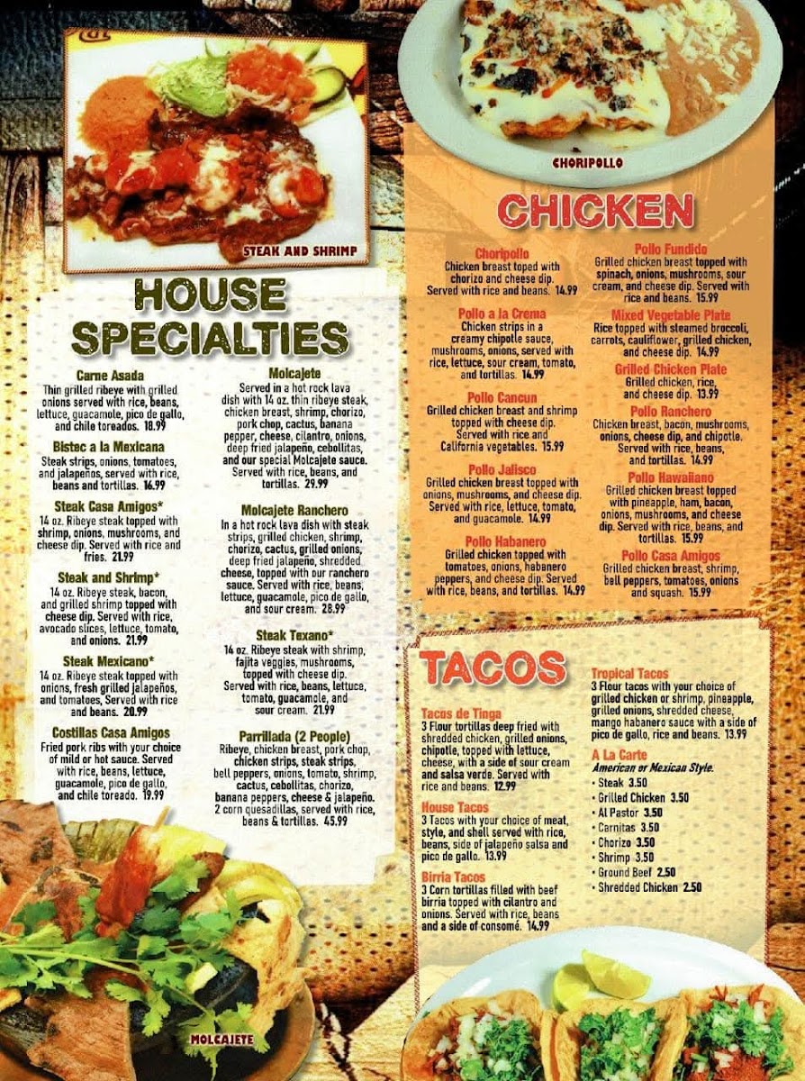 Menu - Casa Amigos Mexican Restaurant Ii | Marshfield photo 1
