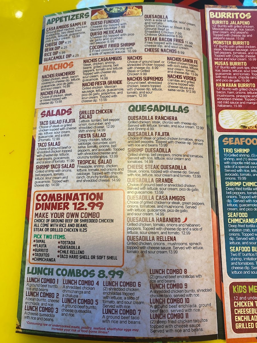 Menu - Casa Amigos Mexican Restaurant Ii | Marshfield photo 10