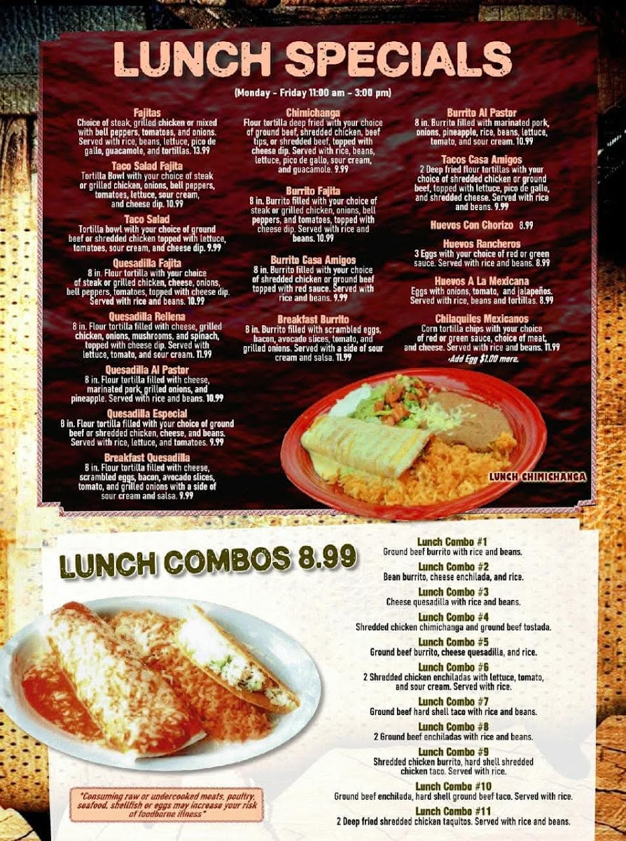 Menu - Casa Amigos Mexican Restaurant Ii | Marshfield photo 7